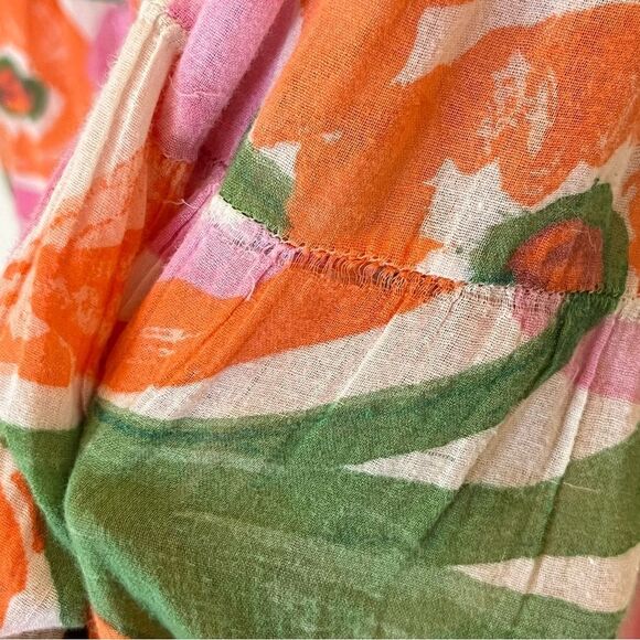 Banjanan Agatha Floral Tiered Midi Skirt in Orange/Green/Pink/White size Medium - Picture 8 of 16